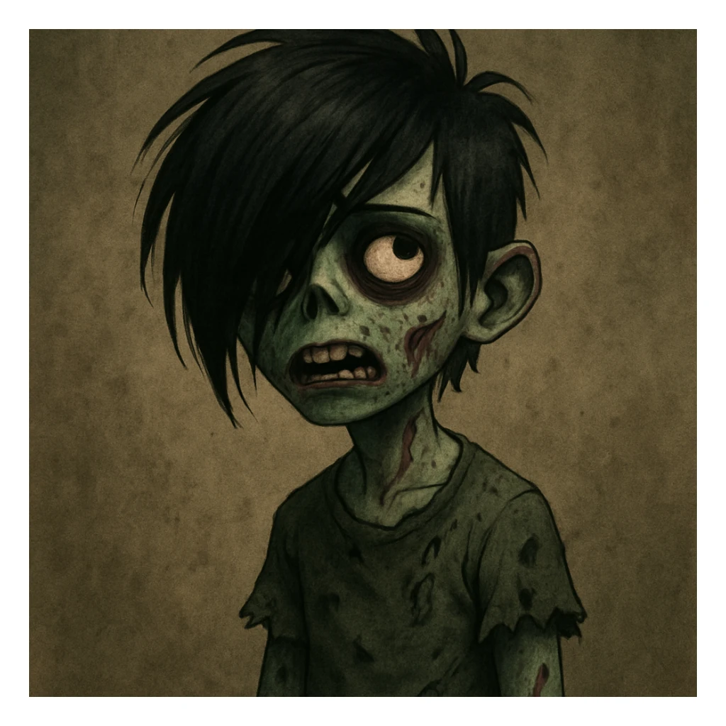 boy zombie with emo hair, style 3 sticker