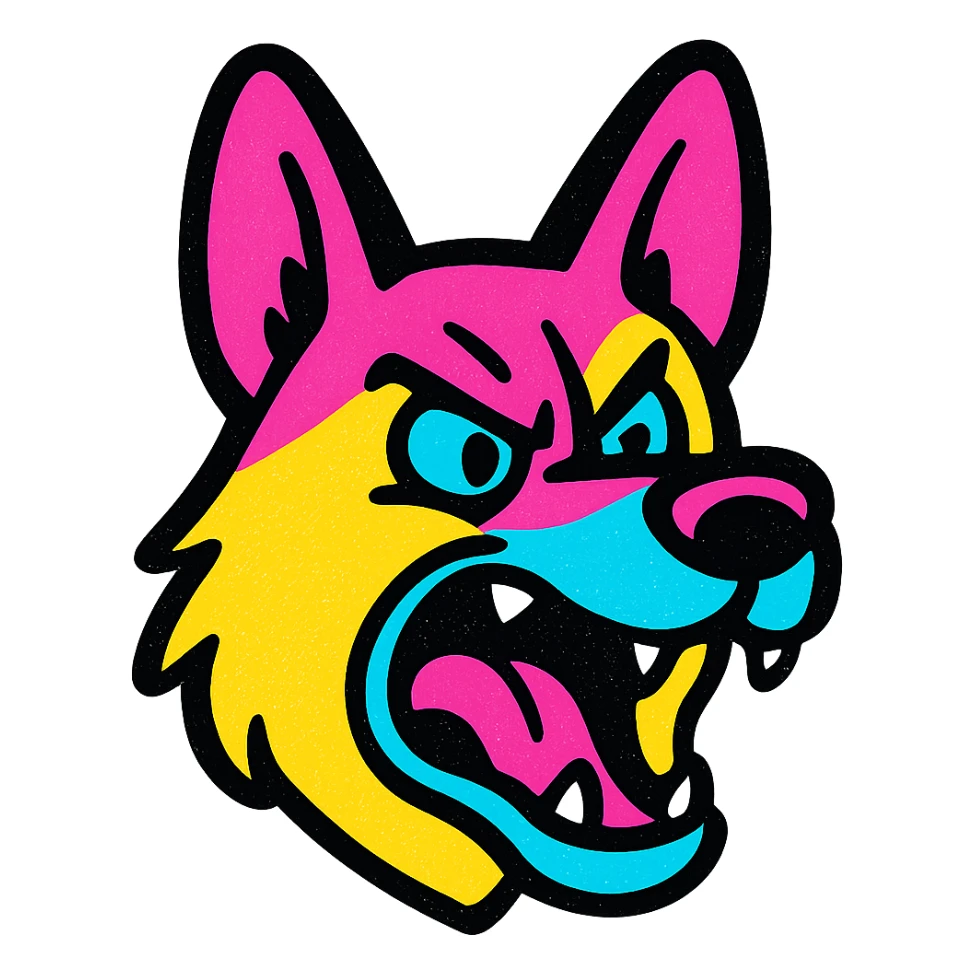 Angry German shepherd head with open mouth sticker