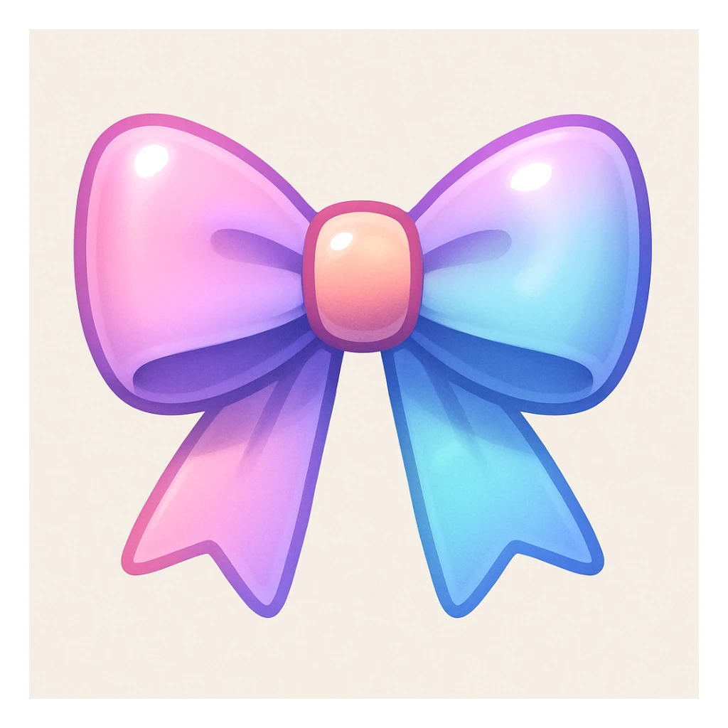 bow emoji, cute and shiny, with a gradient effect sticker