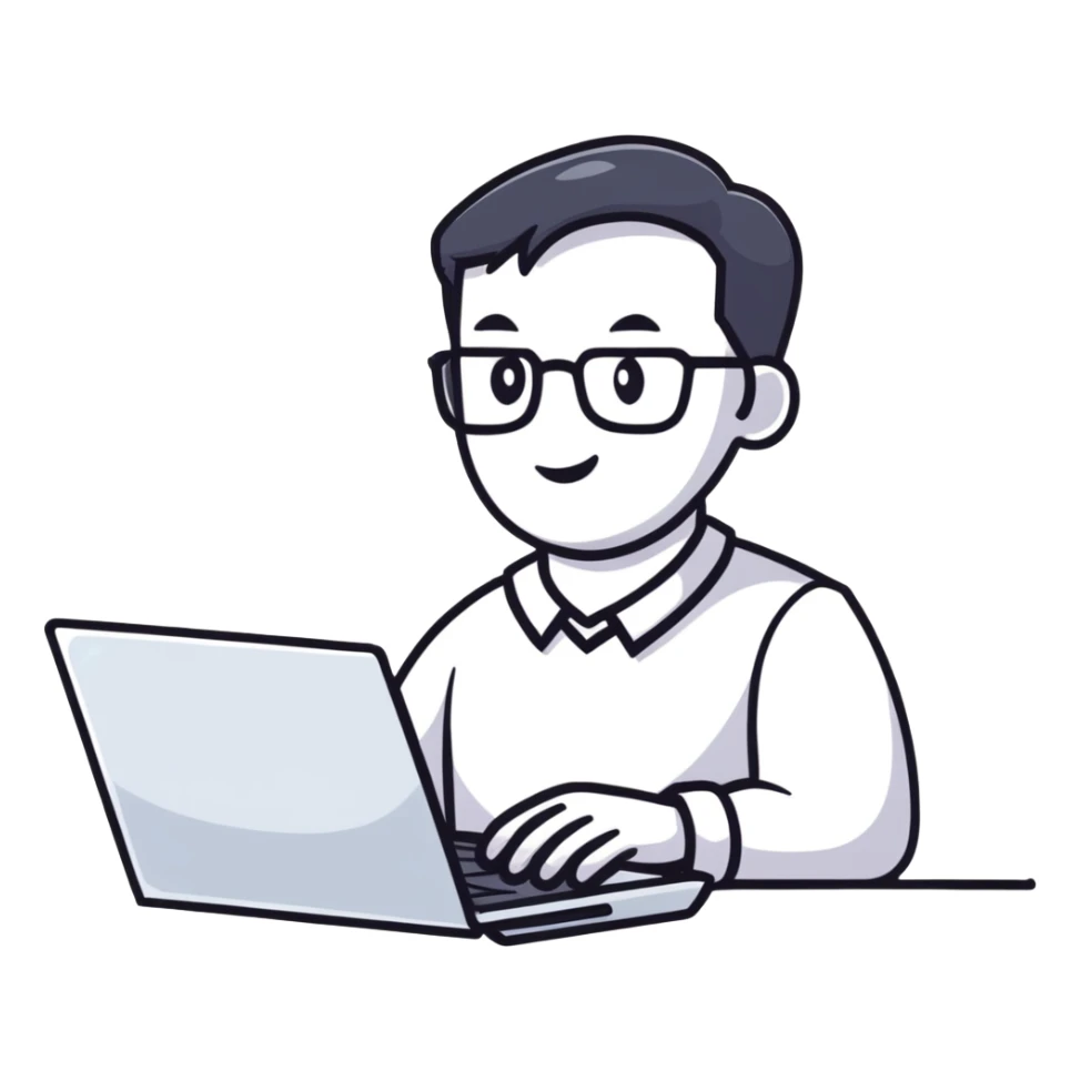 male teacher holding a laptop, teaching online sticker