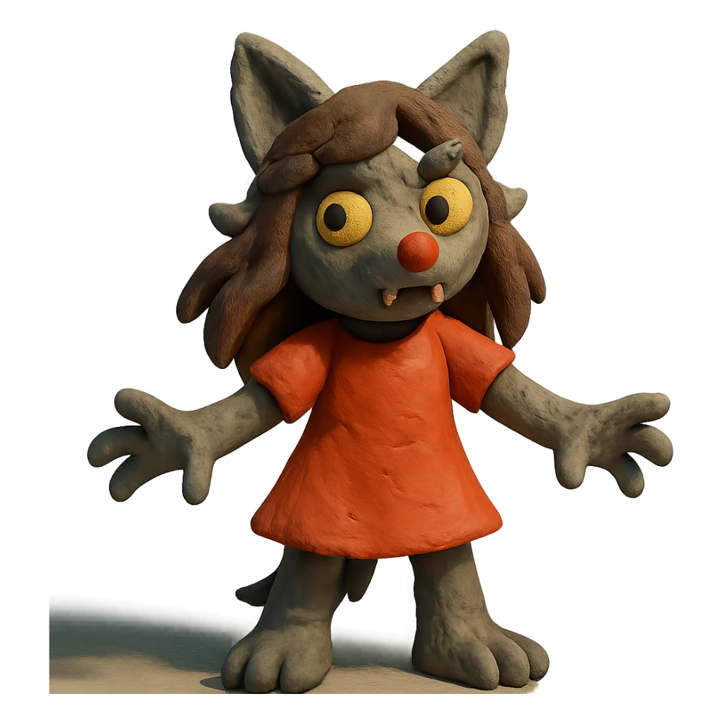 claymation style werewolf girl sticker