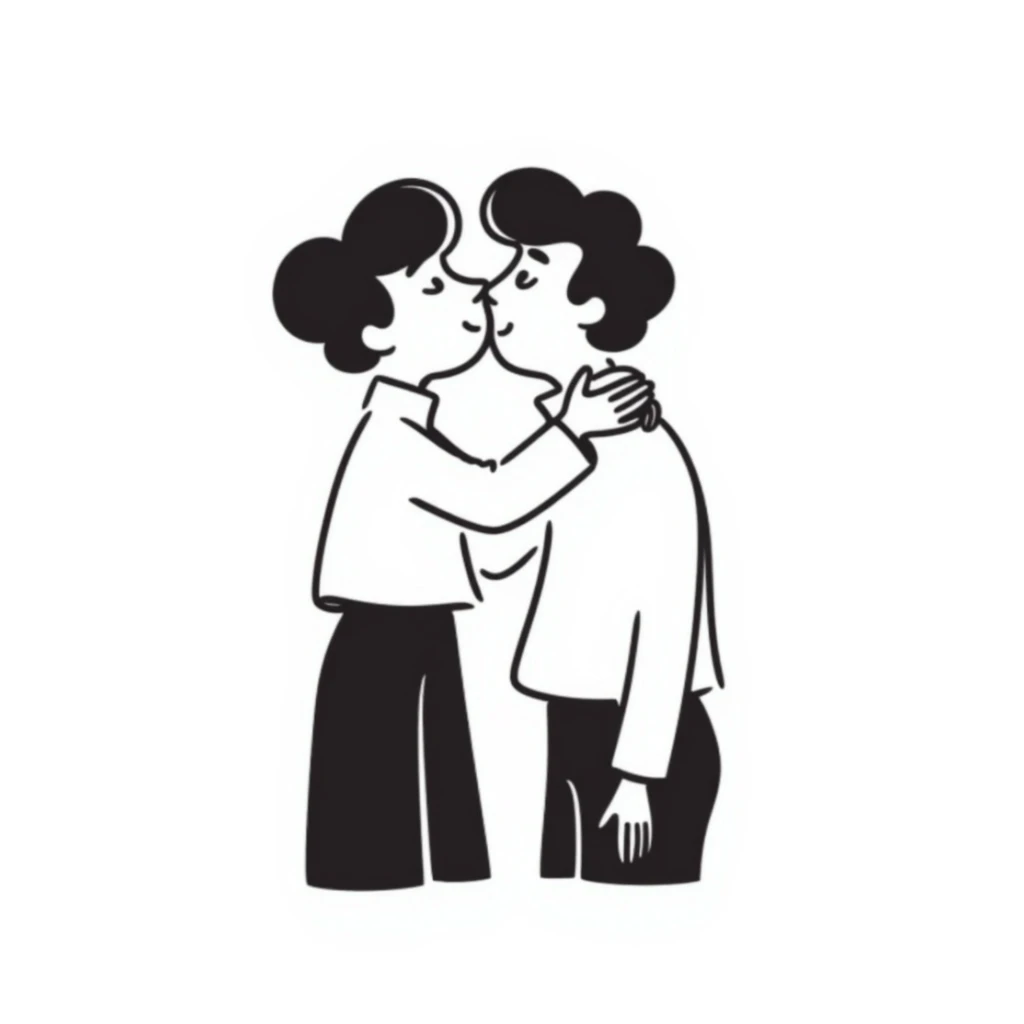 two men kissing each other on the cheek sticker