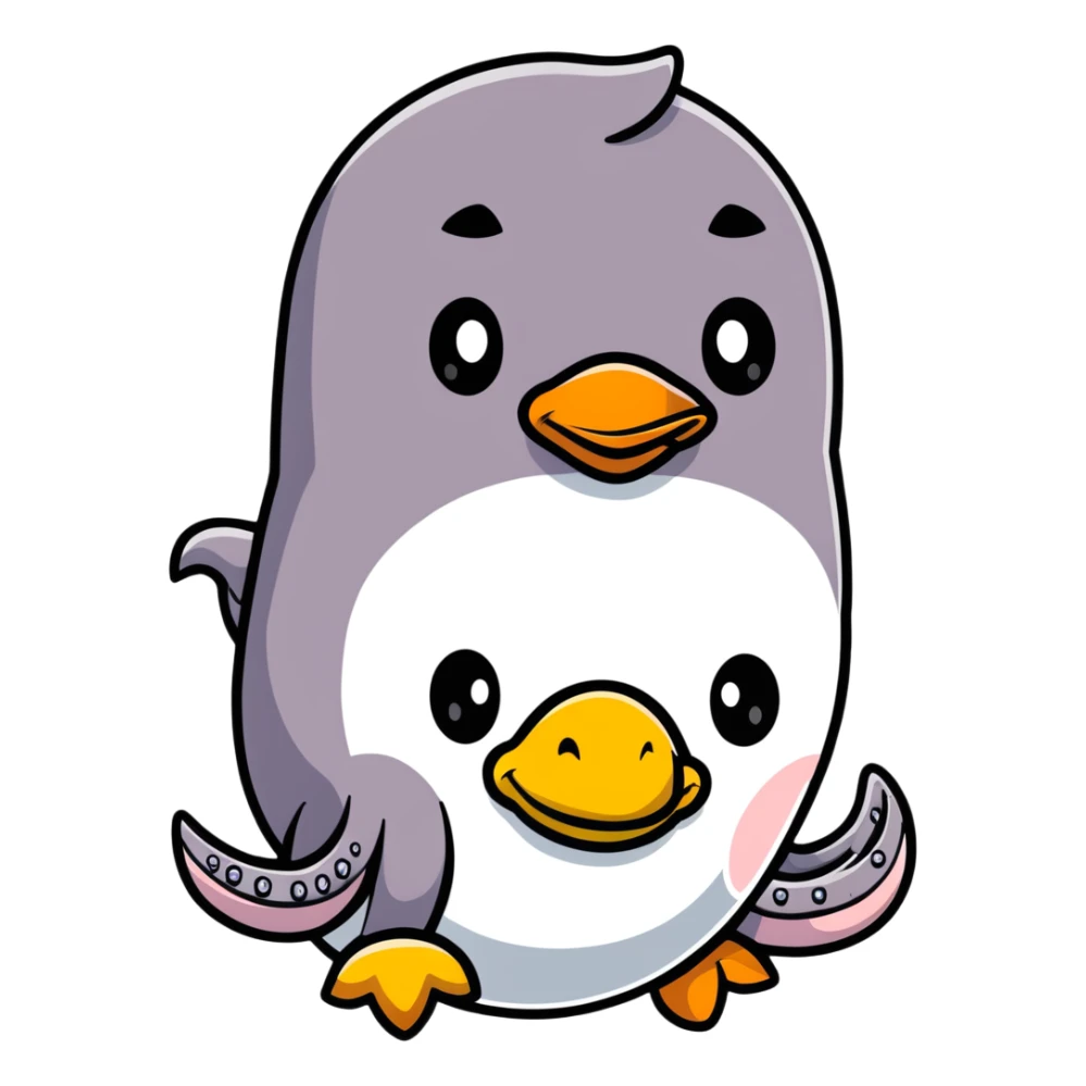 An octopus with penguin body and duck head sticker