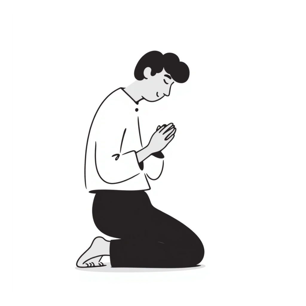 hand-drawn doodle of a man praying sticker