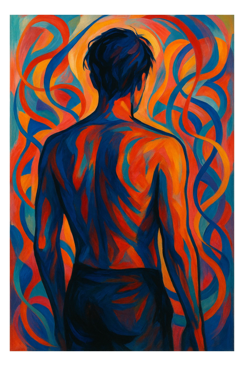 persona de espaldas, estilo creativo, creative and artistic style sticker