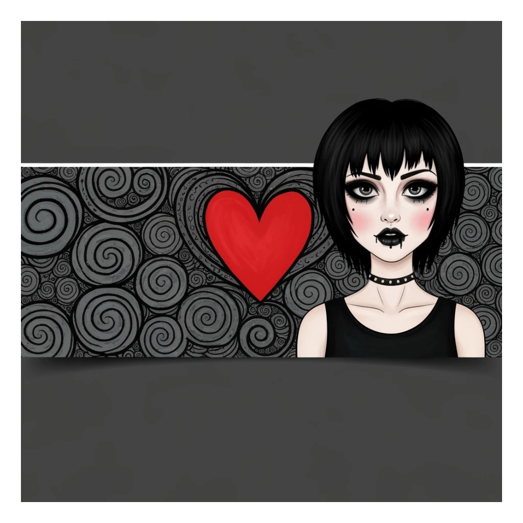 emo banner with a heart accent, cute, expressive sticker