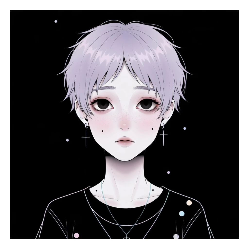 pastel horror profile picture, cute, expressive, minimal, black color palette, variation 1 sticker