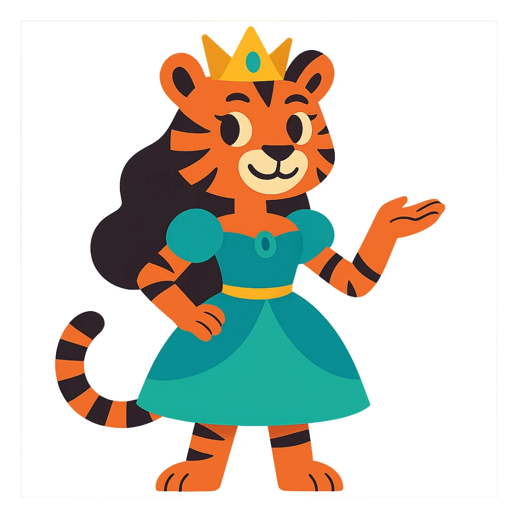tiger human princess, vibrant toon style sticker