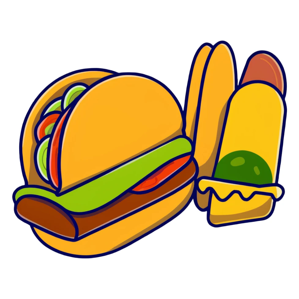 скатерть-самобранка with Mexican dishes like tacos, guacamole, and churros sticker