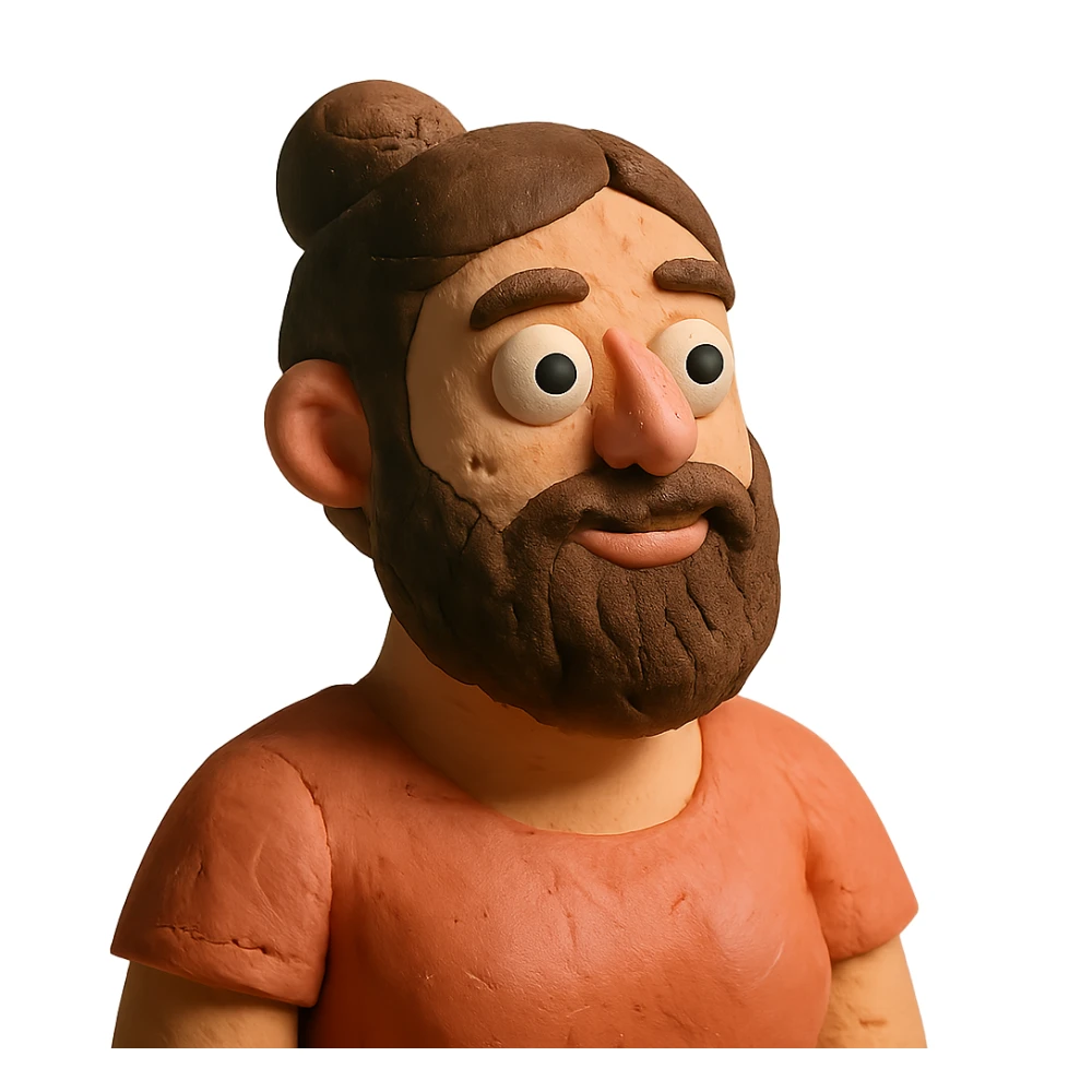 claymation style woman with a beard sticker