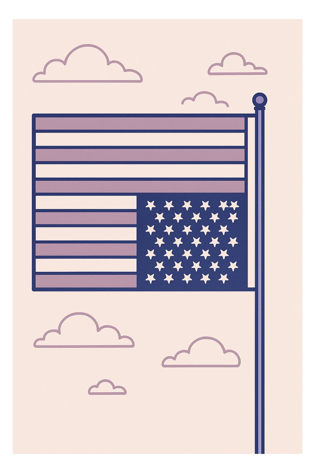 upside down American flag symbolizing distress, clear stars and stripes, bold colors, no text, simple background sticker