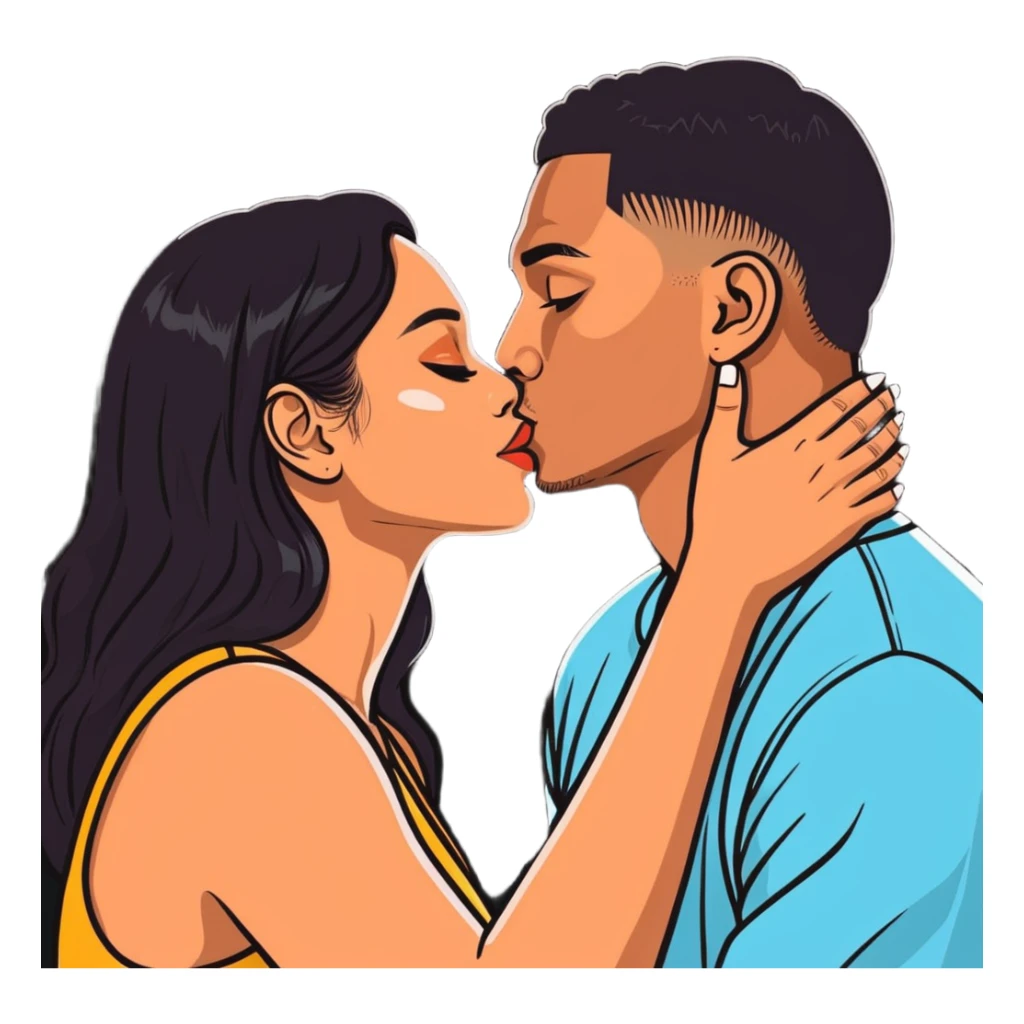 Tefi Valenzuela Peru Instagram Model kissing Josh King Madrid hyper realistic  sticker