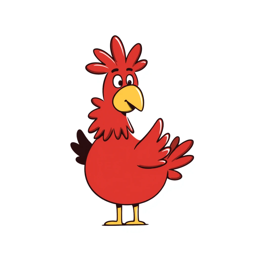 Red chocobo from Final Fantasy, large red bird-like mount with yellow beak sticker