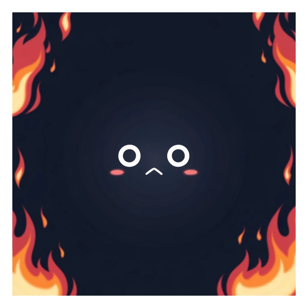 emo banner with flames, cute, expressive, minimal sticker