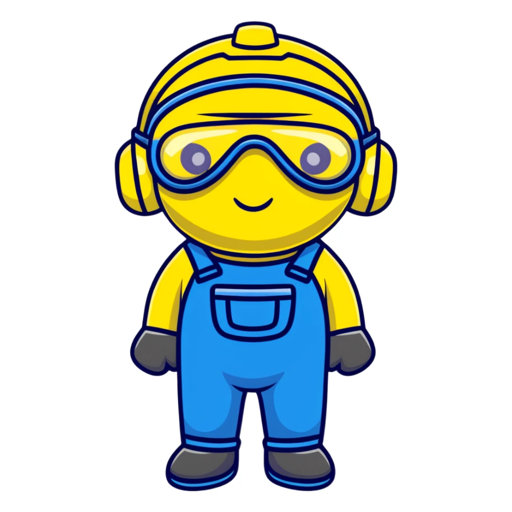 minion from despicable me, yellow character with blue overalls and goggles sticker