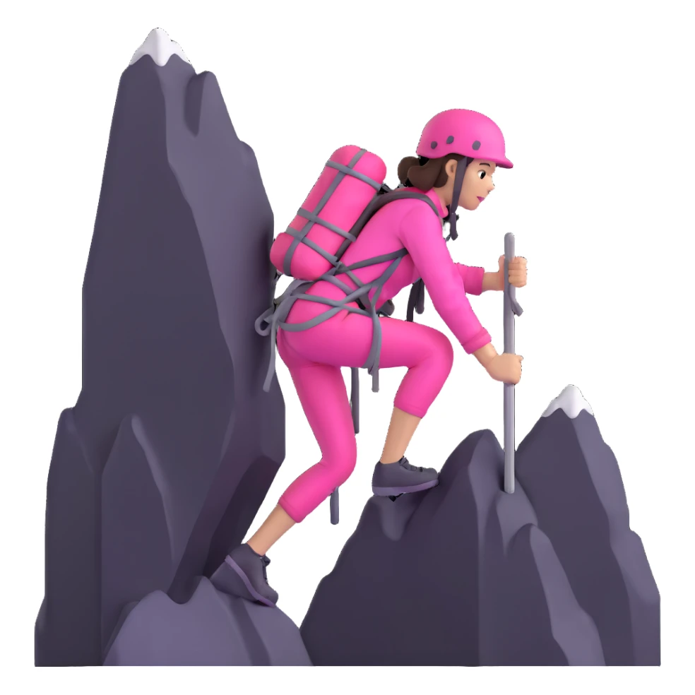 woman in pink clothes mountain climbing sticker