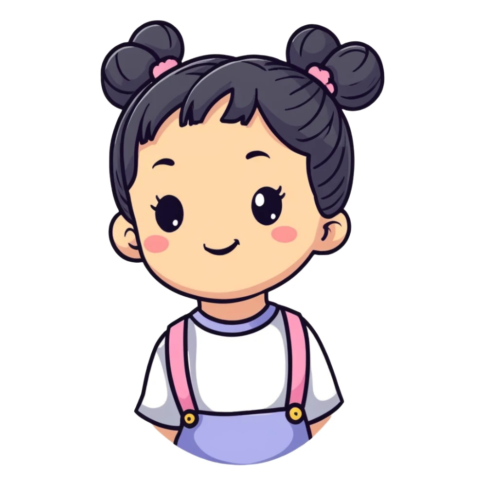 cute cartoon girl with pigtails sticker