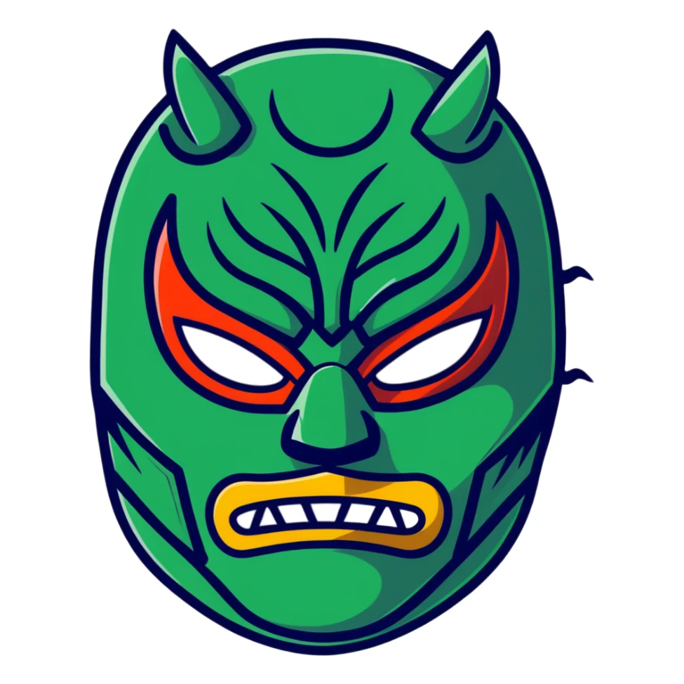 colorful sinister luchador mask with scary features sticker