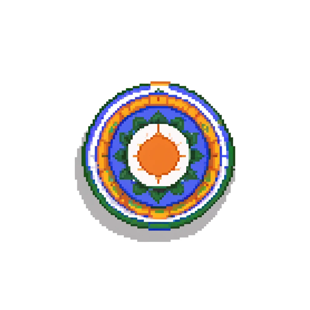 Waving India flag with tricolor bands and blue chakra wheel sticker