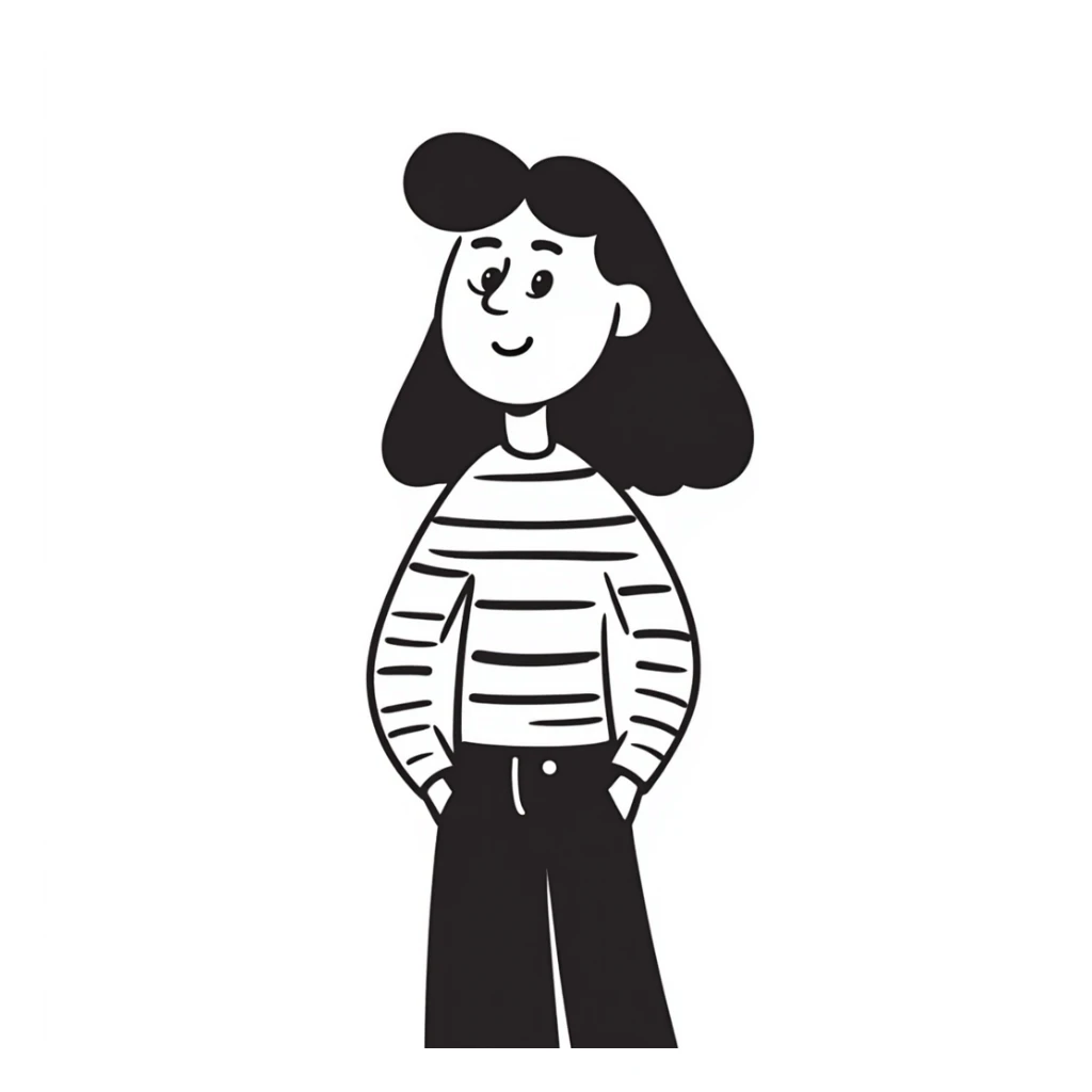 playful cartoon character, hand-drawn doodle style, simple lines, friendly expression sticker