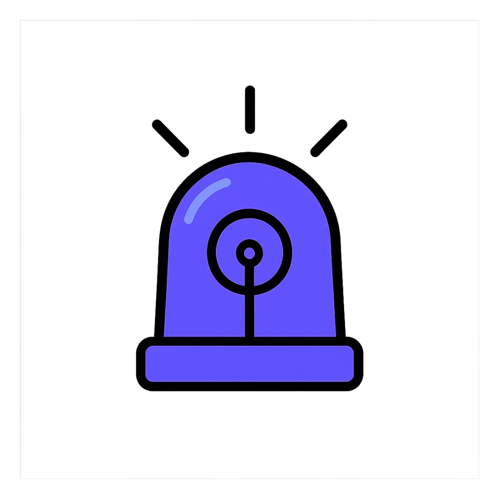 a classic rotating beacon, violet blue, stylized and bold, modern icon style sticker