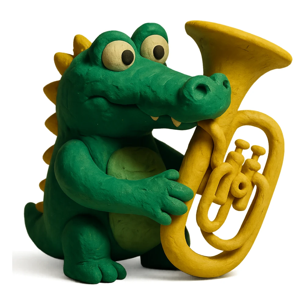 crocodile playing a bombardino euphonium sticker