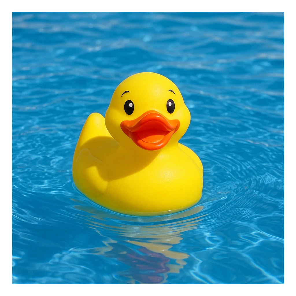 a cheerful yellow rubber duck floating on blue water sticker