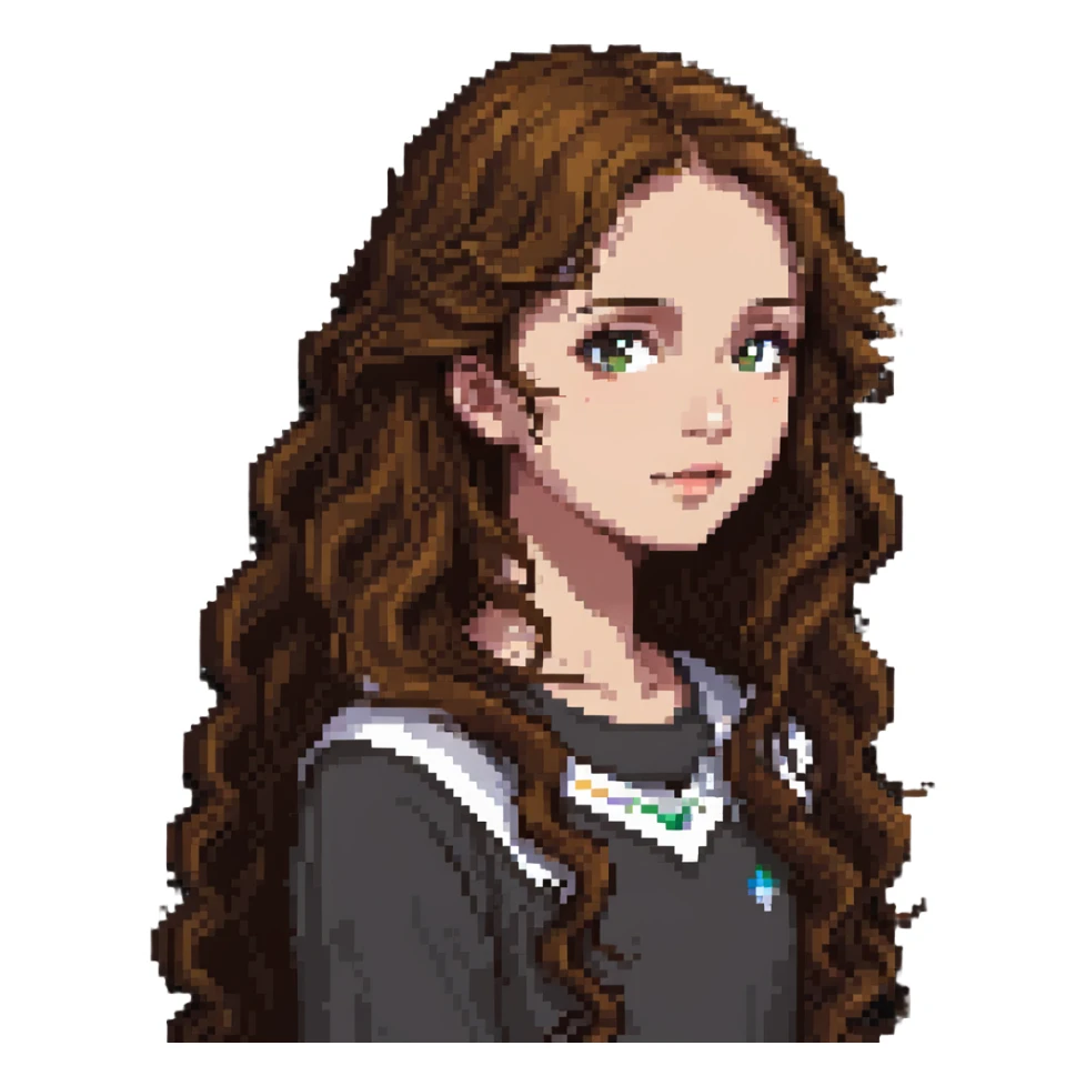 A girl with long, wavy brown hair sticker
