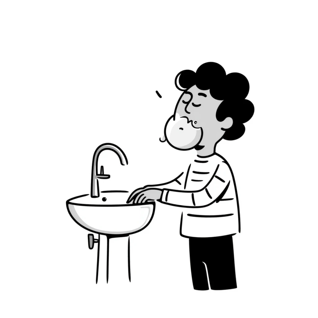 brunette girl washing her face with bubbles sticker