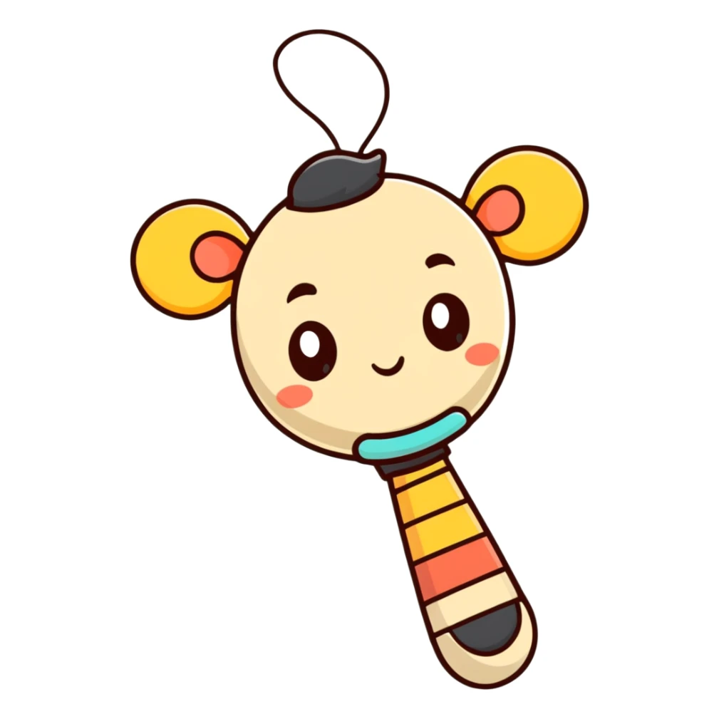 baby rattle with gradient and beige colors sticker