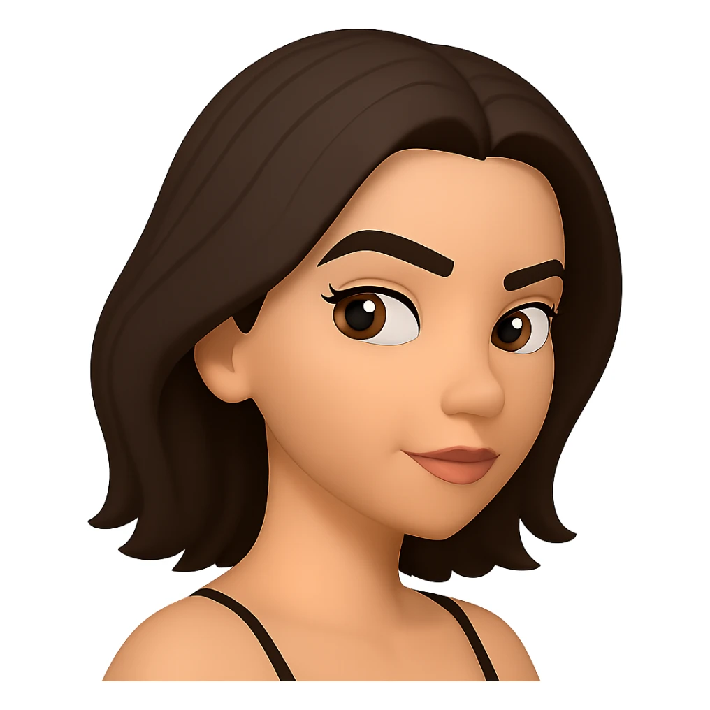 Create a slight sideways (three-quarters) view of the character with a raised eyebrow in the same style as the reference image. Maintain transparent background. sticker