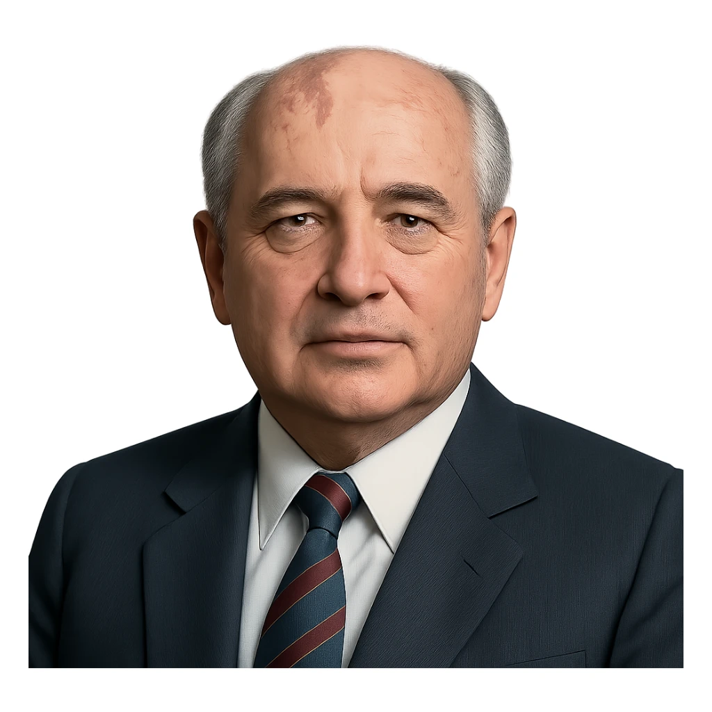 realistic icon of Mikhail Gorbachev, clean and focused, no background sticker