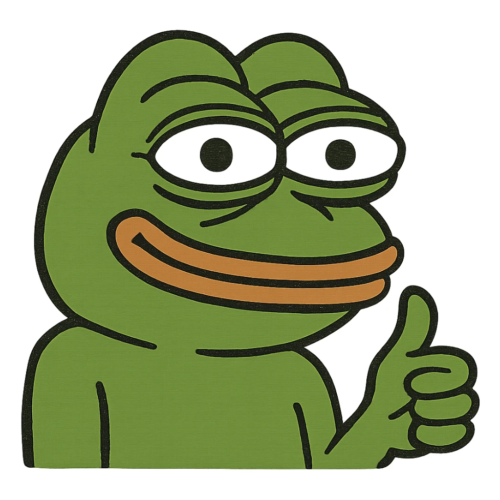 Pepe the Frog giving a thumbs up, classic Pepe style sticker