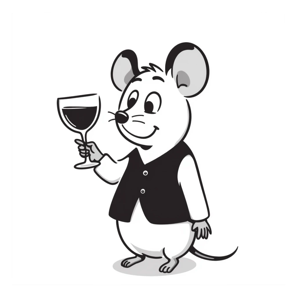 mouse with glass of vine sticker