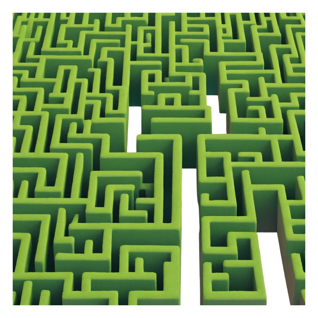 hedge maze with tall green walls sticker
