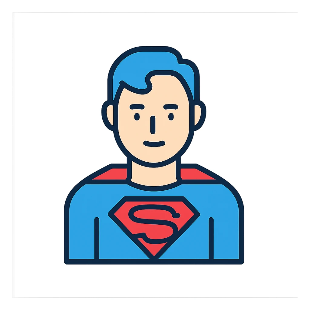 Superman minimalist icon, blue and red colors sticker