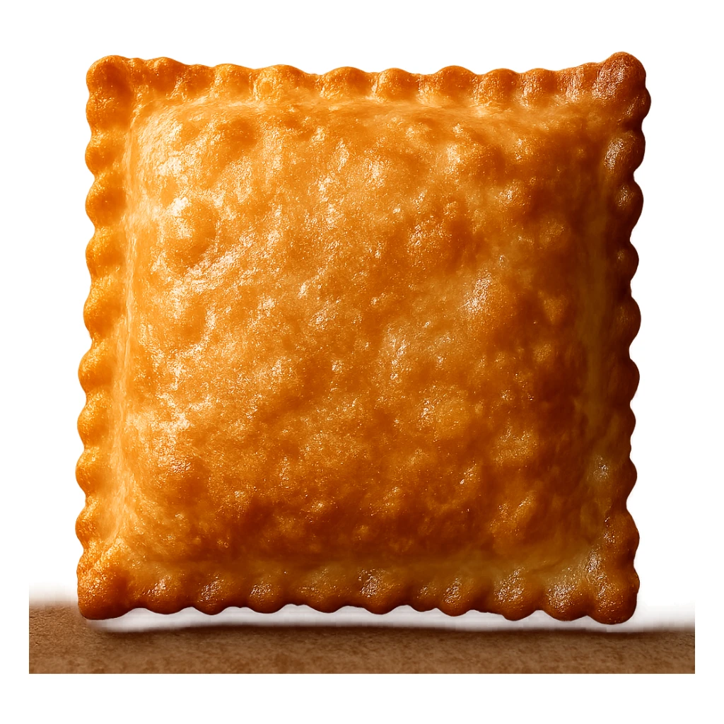 fried pastry, realistic, close-up, detailed surface, glossy highlights, icon format sticker