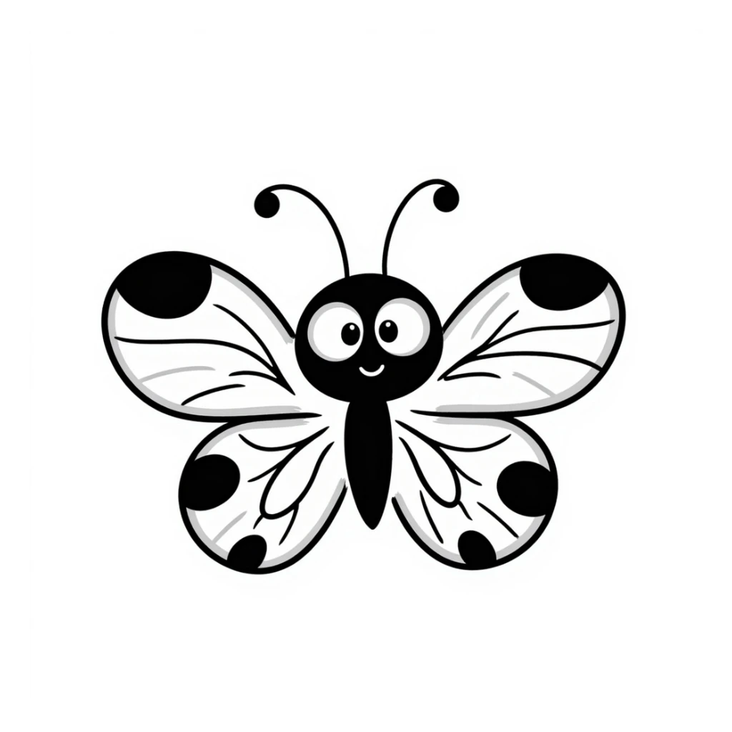 a butterfly in hand-drawn doodle style with black lines and whimsical look sticker