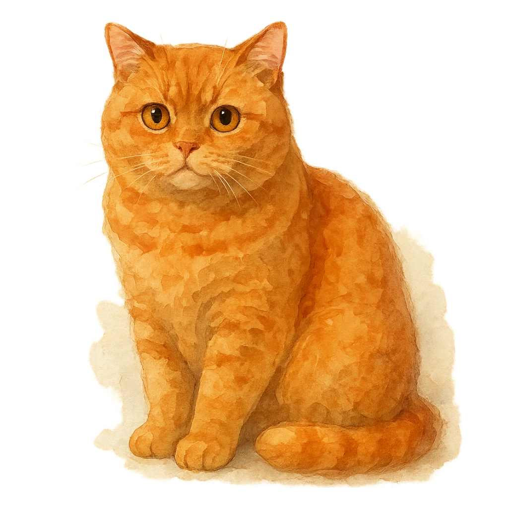 watercolor style red-haired British cat sticker