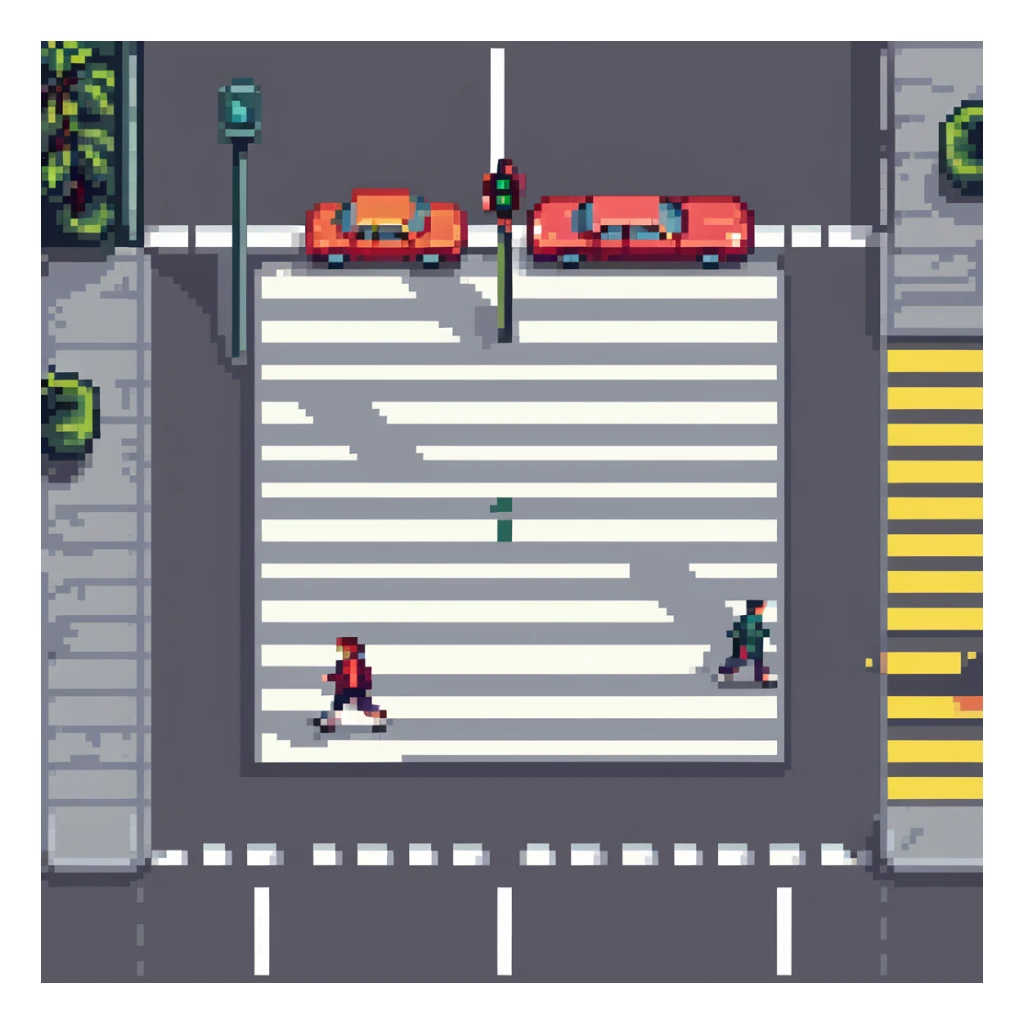 simple iconic city road with crosswalk sticker