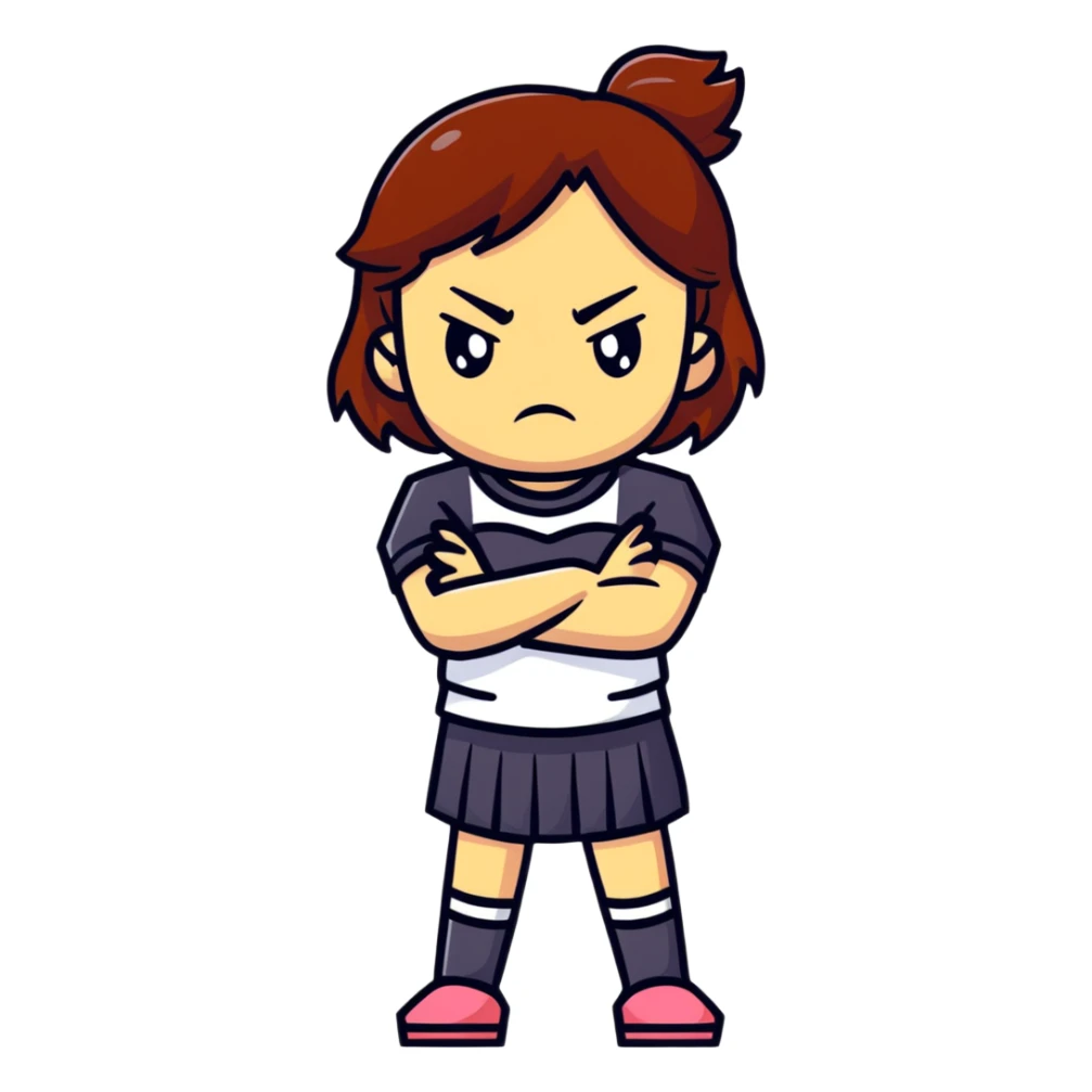 Upset girl crossing her arms with angry expression sticker