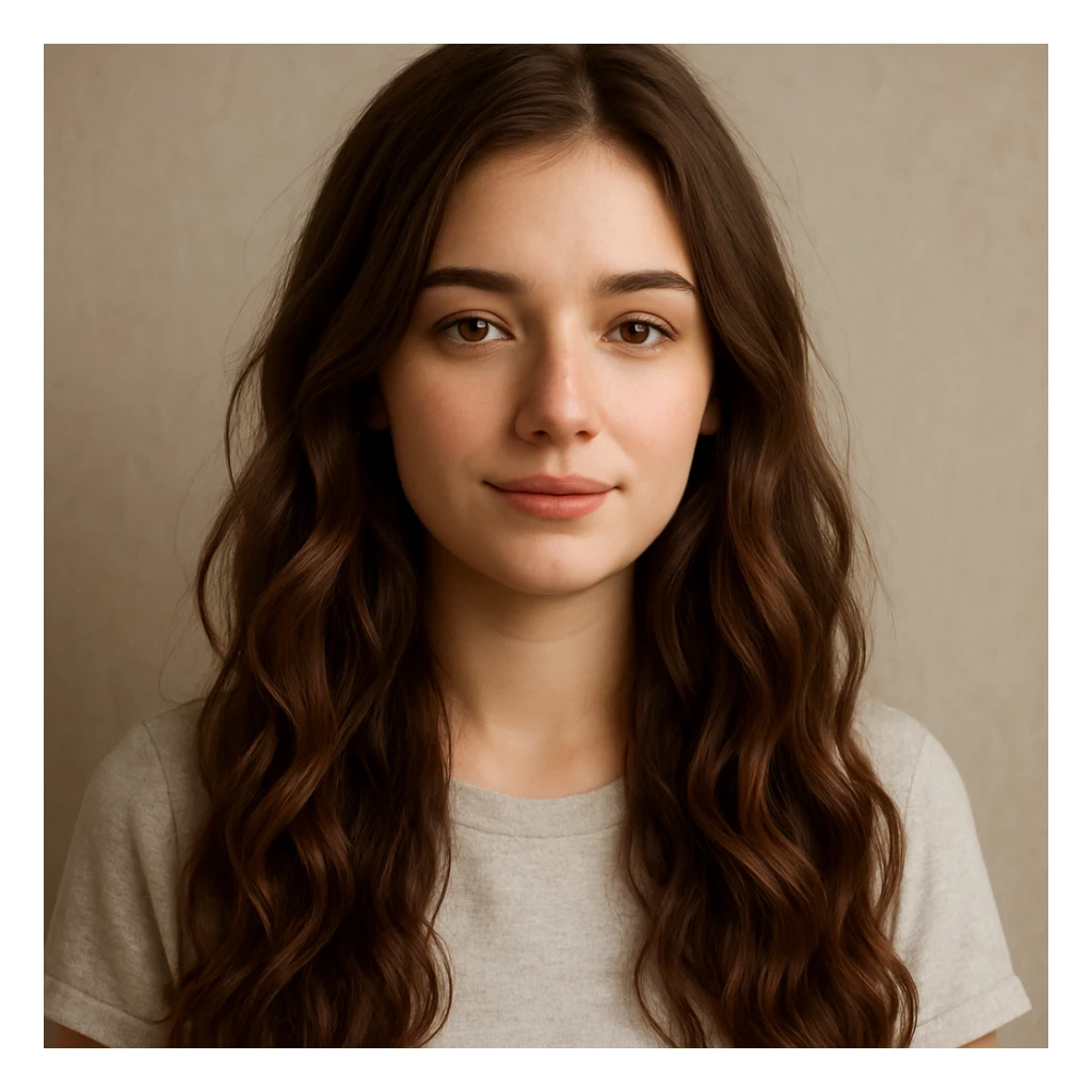 girl with long wavy brown hair, option 1 sticker