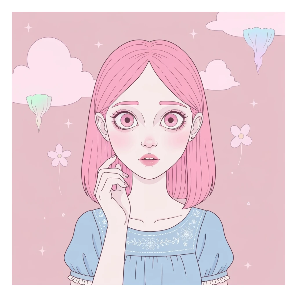 pastel horror profile picture, cute, expressive, minimal, variation 4 sticker