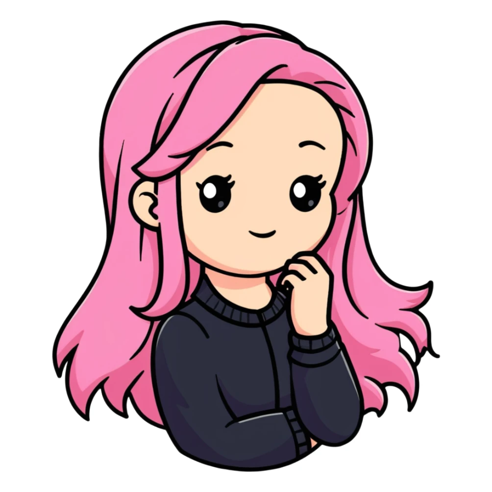 Girl pink long hair sticker