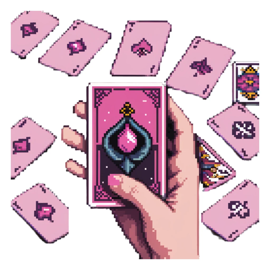 a hand of pink tarot cards sticker