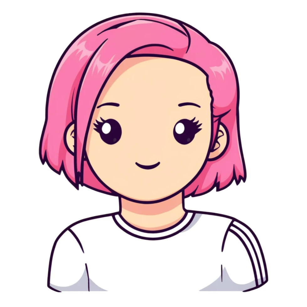 white girl with pink hair sticker