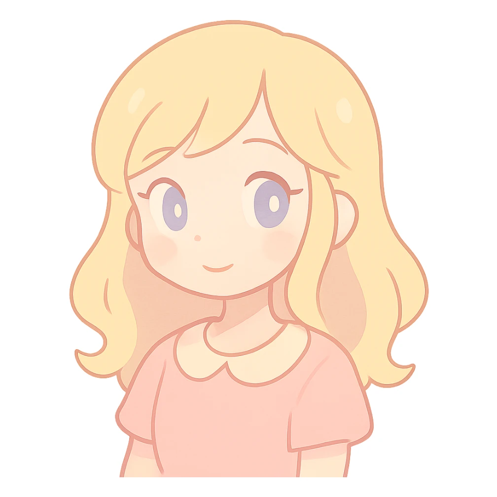pastel toon style blonde girl, soft pastel colors, smooth shading sticker