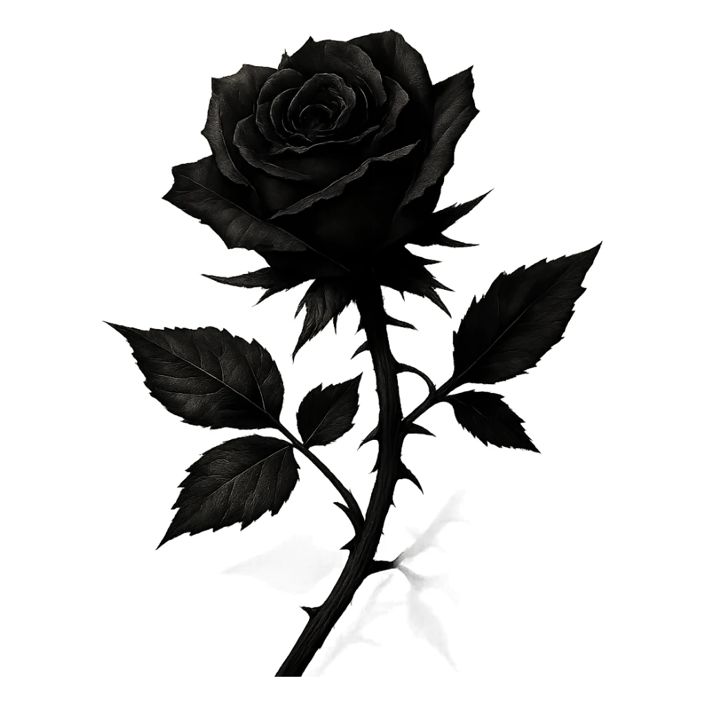 a black rose with thorns, gothic style, dramatic shadows, dark and moody sticker