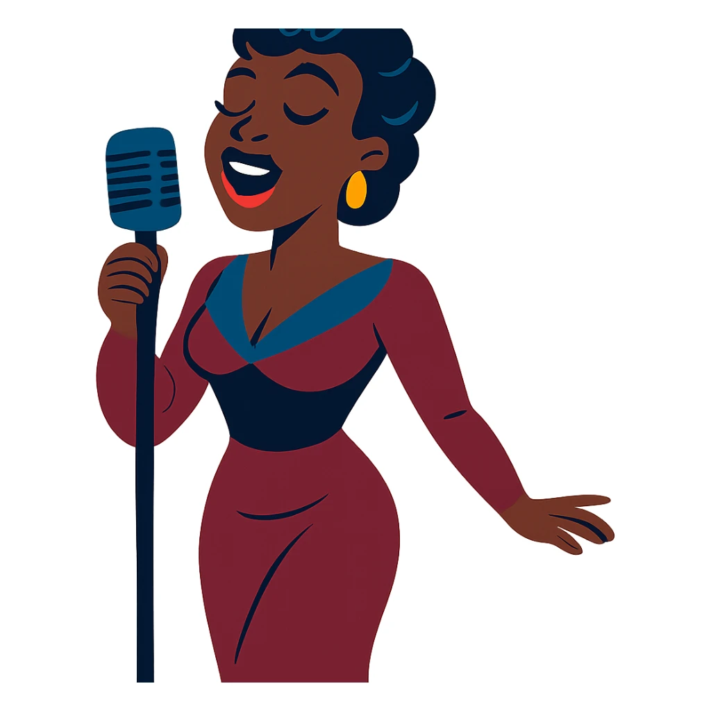 black jazz singer wearing a glamorous 1940s dress sticker