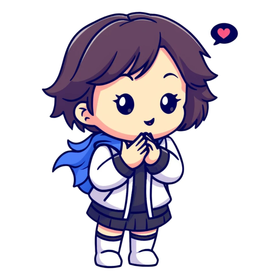 magical heroine chibi emote blowing a kiss sticker